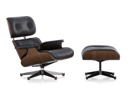 Vitra Eames Lounge Chair & Ottoman - White Pigmented Walnut/Leather ...