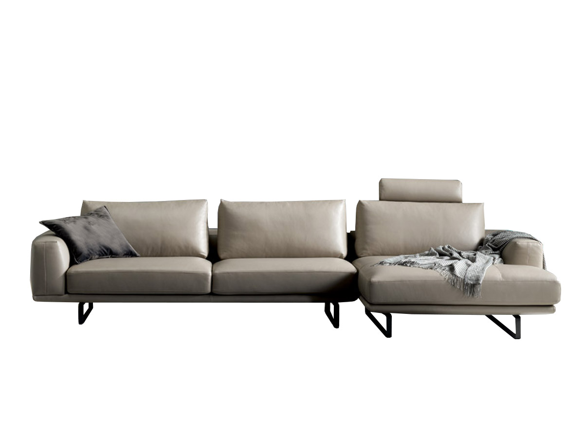 Natuzzi Italia Tempo Sofa With Chaise Longue Leather Stromboli